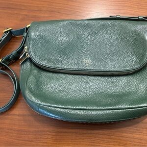 Fossil Flap Crossbody – Deep Green Pebbled Leather